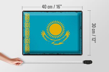 Signe en étain drapeau Kazakhstan 40x30cm rétro Kazakhstan 4