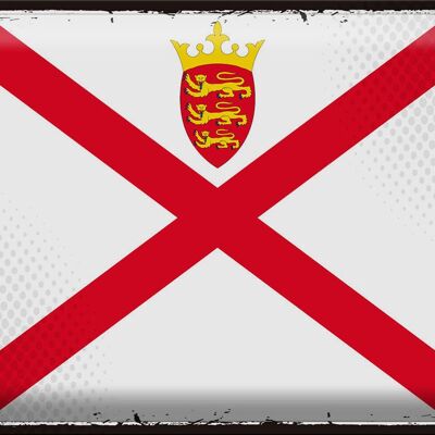 Blechschild Flagge Jersey 40x30cm Retro Flag of Jersey