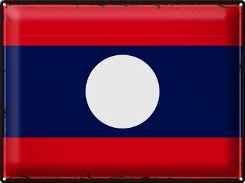 Signe en étain drapeau du Laos 40x30cm, drapeau rétro du Laos 1