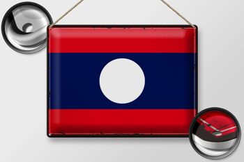 Signe en étain drapeau du Laos 40x30cm, drapeau rétro du Laos 2