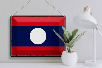 Signe en étain drapeau du Laos 40x30cm, drapeau rétro du Laos 3