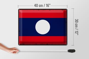 Signe en étain drapeau du Laos 40x30cm, drapeau rétro du Laos 4
