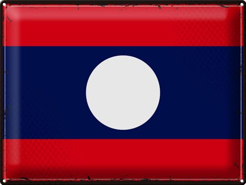 Blechschild Flagge Laos 40x30cm Retro Flag of Laos