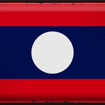 Cartel de chapa Bandera de Laos 40x30cm Bandera Retro de Laos