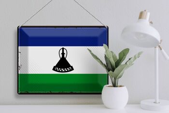Drapeau en étain du Lesotho, 40x30cm, drapeau rétro du Lesotho 3