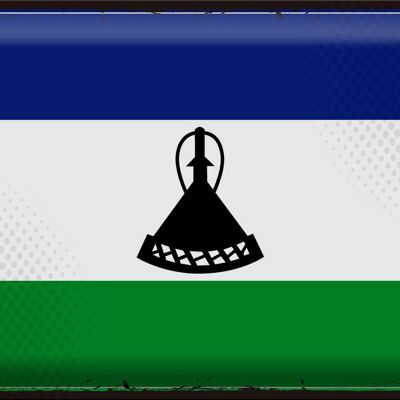 Drapeau en étain du Lesotho, 40x30cm, drapeau rétro du Lesotho