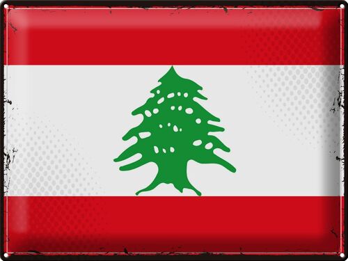 Blechschild Flagge Libanon 40x30cm Retro Flag of Lebanon