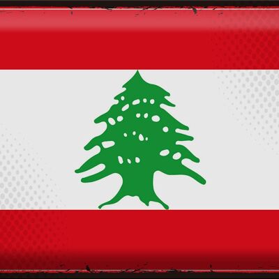 Blechschild Flagge Libanon 40x30cm Retro Flag of Lebanon