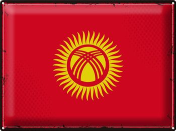Signe en étain drapeau Kirghizistan 40x30cm rétro Kirghizistan 1