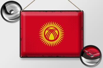 Signe en étain drapeau Kirghizistan 40x30cm rétro Kirghizistan 2