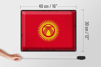 Signe en étain drapeau Kirghizistan 40x30cm rétro Kirghizistan 4