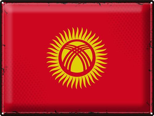 Blechschild Flagge Kirgisistan 40x30cm Retro Kyrgyzstan