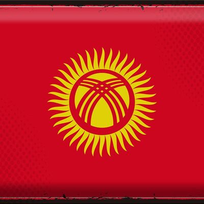 Targa in metallo Bandiera Kirghizistan 40x30 cm Kirghizistan retrò