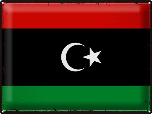 Blechschild Flagge Libyen 40x30cm Retro Flag of Libya