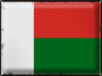 Signe en étain drapeau Madagascar 40x30cm rétro Madagascar 1
