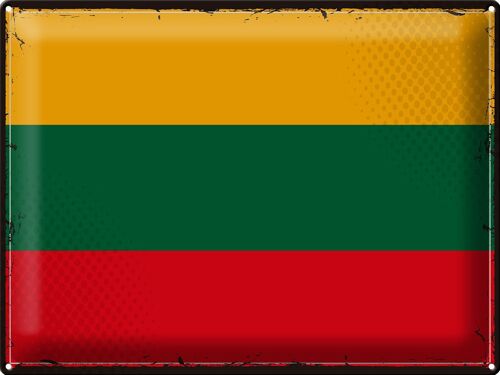 Blechschild Flagge Litauen 40x30cm Retro Flag of Lithuania