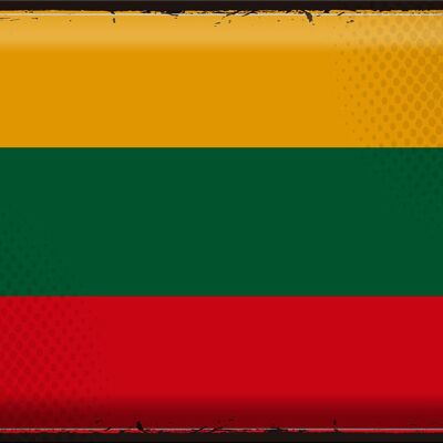 Targa in metallo Bandiera Lituania 40x30 cm Bandiera retrò della Lituania