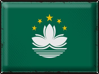 Signe en étain drapeau Macao 40x30cm, drapeau rétro de Macao 1