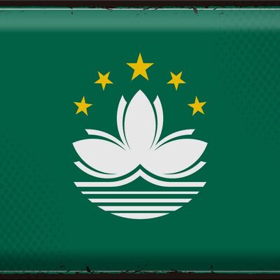 Blechschild Flagge Macau 40x30cm Retro Flag of Macau