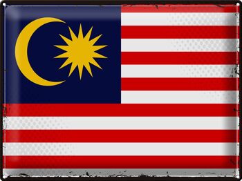 Drapeau en étain de la Malaisie, 40x30cm, drapeau rétro de la Malaisie 1