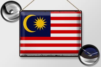 Drapeau en étain de la Malaisie, 40x30cm, drapeau rétro de la Malaisie 2