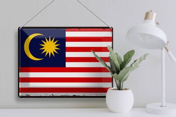 Drapeau en étain de la Malaisie, 40x30cm, drapeau rétro de la Malaisie 3