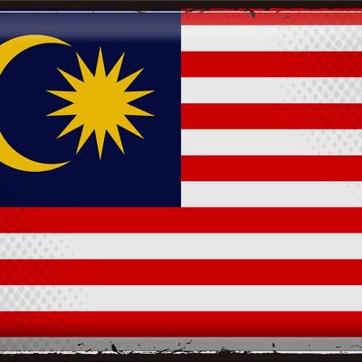 Targa in metallo Bandiera Malesia 40x30 cm Bandiera retrò della Malesia