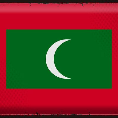 Targa in metallo Bandiera Maldive 40x30 cm Bandiera retrò Maldive