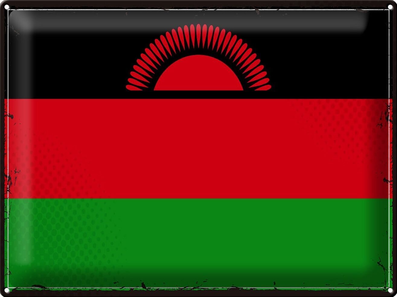 Blechschild Flagge Malawi 40x30cm Retro Flag of Malawi