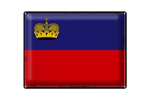 Blechschild Flagge Liechtenstein 40x30cm Retro Flag