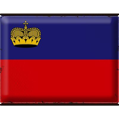Blechschild Flagge Liechtenstein 40x30cm Retro Flag