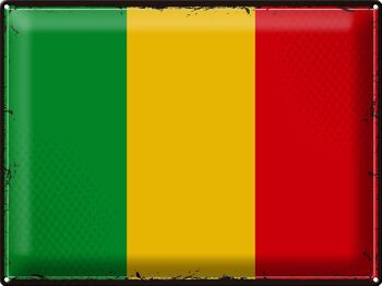Signe en étain drapeau du Mali 40x30cm, drapeau rétro du Mali 1