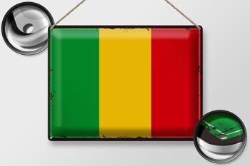 Signe en étain drapeau du Mali 40x30cm, drapeau rétro du Mali 2