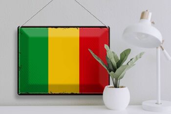 Signe en étain drapeau du Mali 40x30cm, drapeau rétro du Mali 3