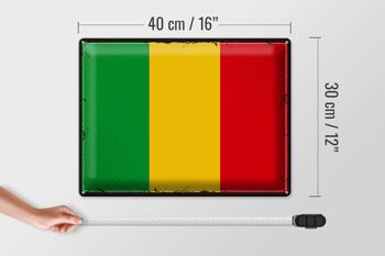 Signe en étain drapeau du Mali 40x30cm, drapeau rétro du Mali 4