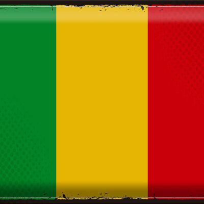 Signe en étain drapeau du Mali 40x30cm, drapeau rétro du Mali