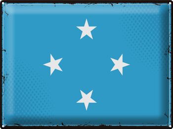 Signe en étain drapeau Micronésie 40x30cm Micronésie rétro 1