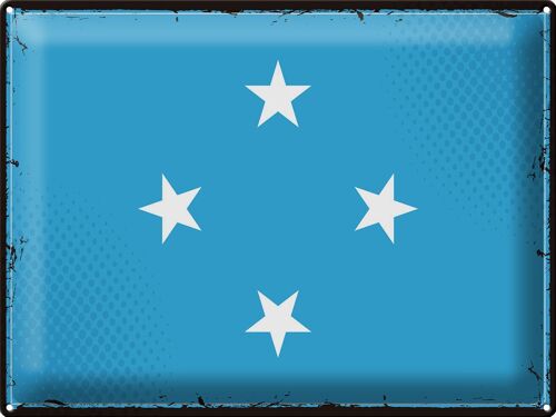 Blechschild Flagge Mikronesien 40x30cm Micronesia Retro