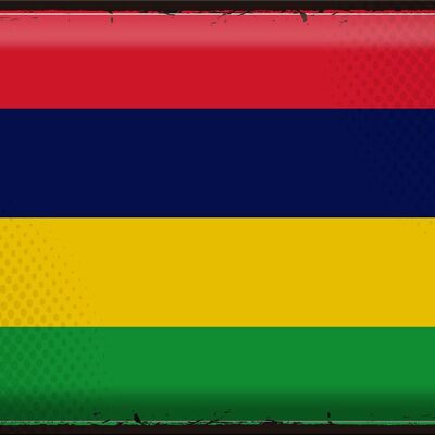 Cartel de chapa Bandera de Mauricio 40x30cm Bandera Retro Mauricio