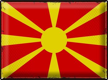 Drapeau en étain de la Macédoine, 40x30cm, drapeau rétro de la Macédoine 1