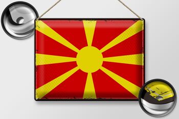 Drapeau en étain de la Macédoine, 40x30cm, drapeau rétro de la Macédoine 2