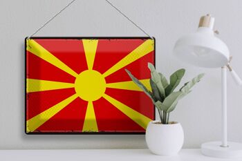 Drapeau en étain de la Macédoine, 40x30cm, drapeau rétro de la Macédoine 3