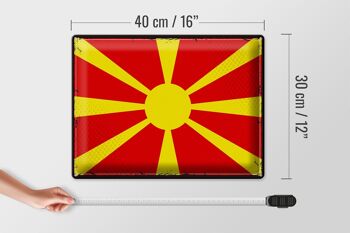 Drapeau en étain de la Macédoine, 40x30cm, drapeau rétro de la Macédoine 4