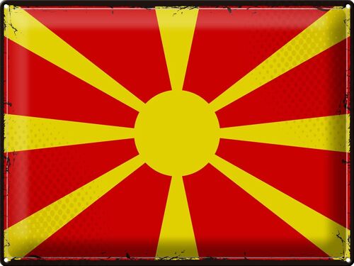 Blechschild Flagge Mazedonien 40x30cm Retro Flag Macedonia