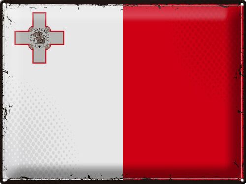 Blechschild Flagge Malta 40x30cm Retro Flag of Malta
