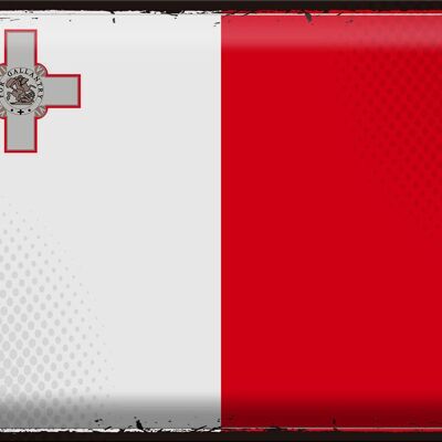 Blechschild Flagge Malta 40x30cm Retro Flag of Malta