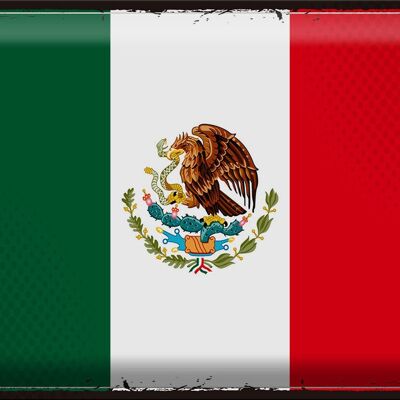 Cartel de chapa Bandera de México 40x30cm Bandera Retro de México