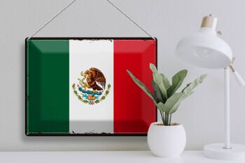Drapeau en étain du mexique, 40x30cm, drapeau rétro du mexique 3