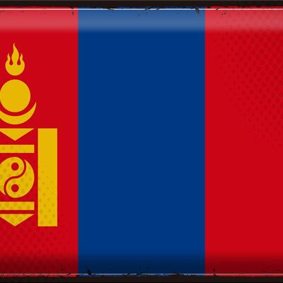 Targa in metallo Bandiera Mongolia 40x30 cm Bandiera retrò della Mongolia