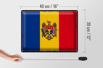 Panneau en étain drapeau de la Moldavie, 40x30cm, drapeau rétro de la Moldavie 4
